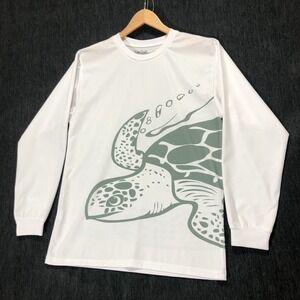Shore Thing Fishing‎ Shirt UPF 40+ Sun Protection Long Sleeve Turtle White S